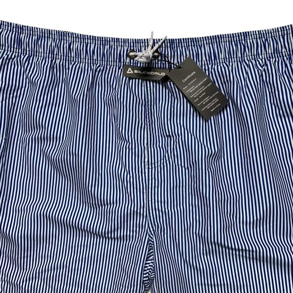 SILKWORLD Striped Swim Trunks Shorts Size 3XL Blue White 3 Pockets Quick Dry - Picture 3 of 9
